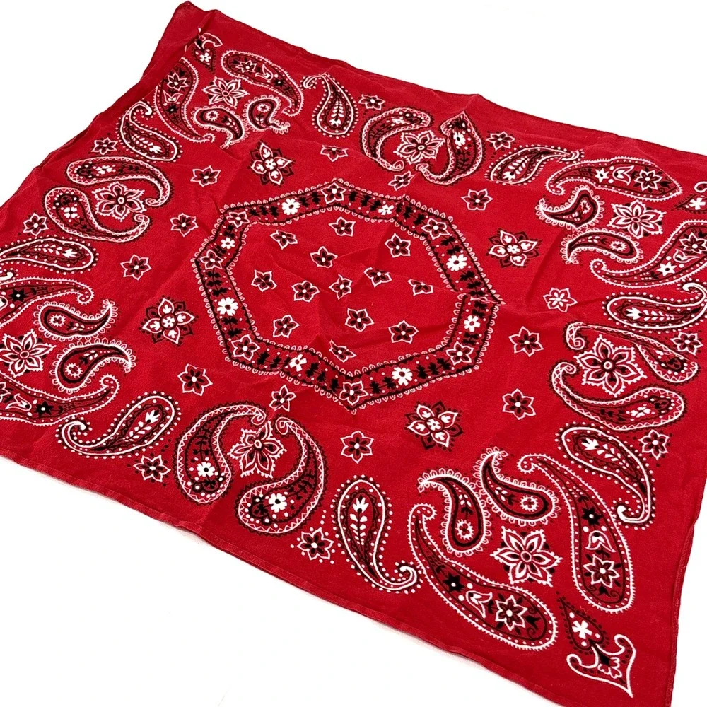 Vintage 60s FAST COLOR Red‎ Bandana Elephant Trunk Up Paisley Work Wear